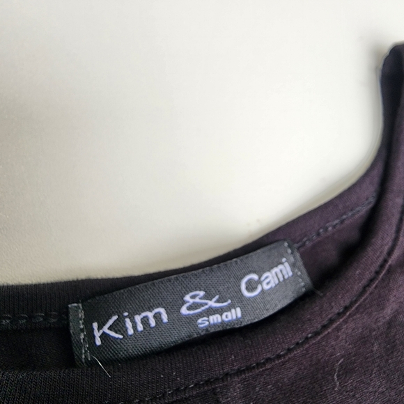 Black Tie Front Short Sleeve Asymmetrical Tunic - Picture 2 of 12